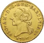 Regno di Sardegna Vittorio Amedeo III di Savoia 1773 1796 Mezza doppia da 2 scudi 1786 1796 Aquila spiegata 2 tipo 20 mm 4,45 4,58 g Au dritto