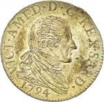 Regno di Sardegna Vittorio Amedeo III di Savoia 1773 1796 Mezza lira da 10 soldi 1794 1796 Scudo a cartoccio 21 mm 2,2 3,07 g Mi dritto