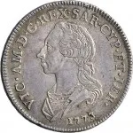 Regno di Sardegna Vittorio Amedeo III di Savoia 1773 1796 Mezzo scudo da 3 lire 1773 1793 Scudo rotondo 37 mm 16,93 17,62 g Ag dritto