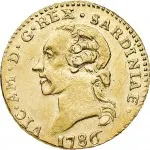 Regno di Sardegna Vittorio Amedeo III di Savoia 1773 1796 Quarto di doppia 1786 Aquila spiegata 2 tipo 18 mm 2,26 2,31 g Au dritto