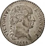 Regno di Sardegna Vittorio Emanuele I di Savoia 1802 1821 Periodo anteriore alla riforma decimale del 1816 2,6 soldi 1814 1815 Aquila spiegata 19 mm 2,45 2,6 g Mi dritto