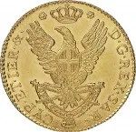Regno di Sardegna Vittorio Emanuele I di Savoia 1802 1821 Periodo anteriore alla riforma decimale del 1816 Doppia da 4 scudi 1814 Aquila spiegata 1 tipo 25 mm 9,12 9,2 g Au rovescio
