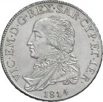 Regno di Sardegna Vittorio Emanuele I di Savoia 1802 1821 Periodo anteriore alla riforma decimale del 1816 Mezzo scudo da 3 lire 1814 Scudo rotondo 1 tipo 36.5 mm 17,5 17,6 g Ag dritto