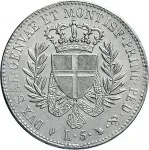 Regno di Sardegna Vittorio Emanuele I di Savoia 1802 1821 Periodo posteriore alla riforma decimale del 1816 5 lire 1821 Scudo triangolare 2 tipo 37 mm 25 0 g Ag rovescio