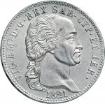 Regno di Sardegna Vittorio Emanuele I di Savoia 1802 1821 Periodo posteriore alla riforma decimale del 1816 5 lire 1821 Scudo triangolare 2 tipo 37 mm 25 0 g Ag dritto