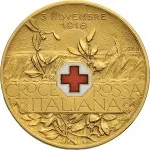 Regno d'Italia Regnando Vittorio Emanuele III di Savoia 1900 1946Soldone e gettoni della Croce Rossa Gettone della pace vittoriosa 1918 Vittoria 30 mm 14,12 14,86 g Au rovescio