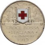Regno d'Italia Regnando Vittorio Emanuele III di Savoia 1900 1946Soldone e gettoni della Croce Rossa Gettone di guerra 1915 Croce Rossa 30.8 mm 11,2 12,5 g Ag rovescio