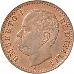 Regno d'Italia Umberto I di Savoia 1878 1900 1 centesimo 1895 1900 Valore entro semicorona di alloro e quercia 15 mm 0,95 1,03 g dritto