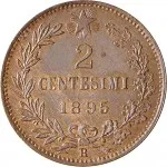 Regno d'Italia Umberto I di Savoia 1878 1900 2 centesimi 1895 1900 Valore entro semicorona di alloro e quercia 20 mm 2 2,04 g rovescio