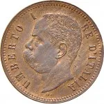 Regno d'Italia Umberto I di Savoia 1878 1900 2 centesimi 1895 1900 Valore entro semicorona di alloro e quercia 20 mm 2 2,04 g dritto