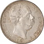 Regno d'Italia Umberto I di Savoia 1878 1900 2 lire 1887 1899 Scudo sannitico 2 tipo 27 mm 9,95 10 g Ag dritto