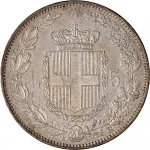 Regno d'Italia Umberto I di Savoia 1878 1900 5 lire 1878 Scudo sannitico 1 tipo 37 mm 24,94 25 g Ag rovescio