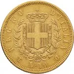Regno d'Italia Vittorio Emanuele II di Savoia 1861 1878 10 lire 1861 Scudo sannitico 1 tipo 18 mm 3,22 g Au rovescio