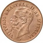 Regno d'Italia Vittorio Emanuele II di Savoia 1861 1878 2 centesimi 1861 1867 Valore entro semicorona di alloro e quercia 20 mm 2 2,08 g dritto