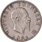 Regno d'Italia Vittorio Emanuele II di Savoia 1861 1878 2 lire 1861 1862 Scudo sannitico 1 tipo 27 mm 9,75 10,04 g Ag dritto
