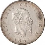 Regno d'Italia Vittorio Emanuele II di Savoia 1861 1878 2 lire 1863 Scudo sannitico 2 tipo 27 mm 9,75 10,04 g Ag dritto