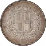 Regno d'Italia Vittorio Emanuele II di Savoia 1861 1878 5 lire 1861 1878 Scudo sannitico 2 tipo 37 mm 24,8 25,05 g Ag rovescio