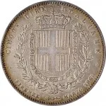 Regno d'Italia Vittorio Emanuele II di Savoia 1861 1878 5 lire 1861 Scudo sannitico 1 tipo 37 mm 24,89 25 g Ag rovescio