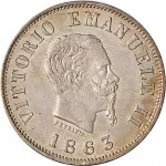 Regno d'Italia Vittorio Emanuele II di Savoia 1861 1878 50 centesimi 1863 Scudo sannitico 2 tipo 18 mm 2,45 2,54 g Ag dritto