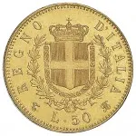 Regno d'Italia Vittorio Emanuele II di Savoia 1861 1878 50 lire 1864 Scudo sannitico 27.5 mm 16,1 16,12 g Au rovescio