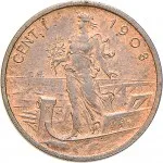 Regno d'Italia Vittorio Emanuele III di Savoia 1900 1936 Re 1 centesimo 1908 1918 Italia marinara 15 mm 0,985 1,015 g rovescio