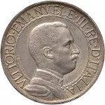 Regno d'Italia Vittorio Emanuele III di Savoia 1900 1936 Re 1 lira 1908 1913 Italia su quadriga veloce 23 mm 4,726 5,025 g Ag dritto