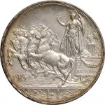 Regno d'Italia Vittorio Emanuele III di Savoia 1900 1936 Re 1 lira 1915 1917 Italia su quadriga briosa 23 mm 4,726 5,025 g Ag rovescio