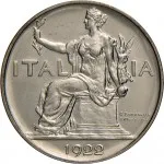 Regno d'Italia Vittorio Emanuele III di Savoia 1900 1936 Re 1 lira 1922 1935 Italia seduta 26.5 mm 7,92 8,08 g Ni dritto