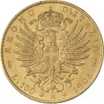 Regno d'Italia Vittorio Emanuele III di Savoia 1900 1936 Re 100 lire 1903 1905 Aquila spiegata 35 mm 32,22 32,25 g Au rovescio