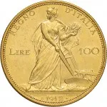 Regno d'Italia Vittorio Emanuele III di Savoia 1900 1936 Re 100 lire 1910 1927 Italia aratrice 35 mm 32,23 32,25 g Au rovescio
