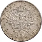 Regno d'Italia Vittorio Emanuele III di Savoia 1900 1936 Re 2 lire 1901 1907 Aquila spiegata 27 mm 9,452 10,05 g Ag rovescio