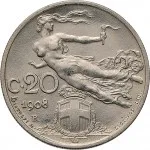 Regno d'Italia Vittorio Emanuele III di Savoia 1900 1936 Re 20 centesimi 1908 1935 Libert librata 21.5 mm 3,96 4,04 g Ni rovescio