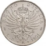 Regno d'Italia Vittorio Emanuele III di Savoia 1900 1936 Re 5 lire 1901 Aquila spiegata 37 mm 24,675 25,075 g Ag rovescio