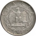 Regno d'Italia Vittorio Emanuele III di Savoia 1936 1943 Re e Imperatore 2 lire 1936 Anno XIV 1938 Anno XVII Aquila romana 1 tipo 29 mm 9,9 10,1 g Ni rovescio