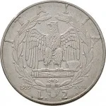 Regno d'Italia Vittorio Emanuele III di Savoia 1936 1943 Re e Imperatore 2 lire 1939 Anno XVII 1943 Anno XXI Aquila romana 2 tipo 29.1 mm 9,8 10,2 g Ac rovescio