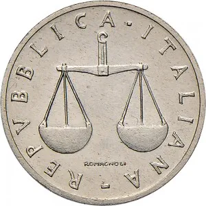 Repubblica Italiana Lire 1946 2001 Repubblica Italiana Monetazione del secondo periodo dal 1951 1 lira 1951 2001 Cornucopia 17,2 mm 0,613 0,637 g It dritto