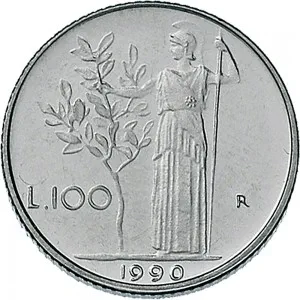 Repubblica Italiana Lire 1946 2001 Repubblica Italiana Monetazione del secondo periodo dal 1951 100 lire 1990 1992 Minerva 2 tipo 18,3 mm 3,4 3,2 g Ac dritto