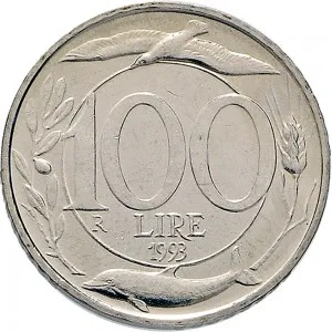 Repubblica Italiana Lire 1946 2001 Repubblica Italiana Monetazione del secondo periodo dal 1951 100 lire 1993 Italia turrita 1 tipo 22 mm 4,4 4,6 g CuNi rovescio