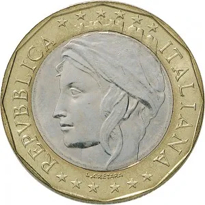 Repubblica Italiana Lire 1946 2001 Repubblica Italiana Monetazione del secondo periodo dal 1951 1.000 lire 1997 2001 Geografia 2 tipo 27 mm 8,5 9,2 g Ba CuNi dritto