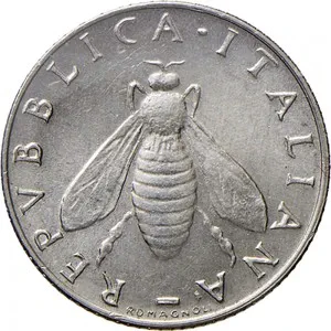 Repubblica Italiana Lire 1946 2001 Repubblica Italiana Monetazione del secondo periodo dal 1951 2 lire 1953 2001 Ramo di ulivo 18,3 mm 0,76 0,86 g It dritto