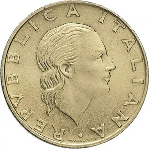 Repubblica Italiana Lire 1946 2001 Repubblica Italiana Monetazione del secondo periodo dal 1951 200 lire 1977 2001 Ingranaggio dentato 24 mm 4,9 5,1 g Ba dritto