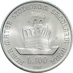 Repubblica Italiana Repubblica Italiana Lire 1946 2001Emissioni in argento confezionate 100 lire 1988 Universit di Bologna 27.8 mm 7,8 11,055 g Ag rovescio