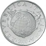 Repubblica Italiana Repubblica Italiana Lire 1946 2001Emissioni in argento confezionate 10.000 lire 2000 Anno Duemila L'Uomo 3 tipo 34 mm 21,89 22,11 g Ag dritto