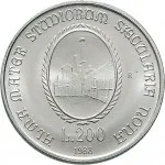 Repubblica Italiana Repubblica Italiana Lire 1946 2001Emissioni in argento confezionate 200 lire 1988 Universit di Bologna 24 mm 4,9 5,1 g Ag rovescio