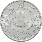 Repubblica Italiana Repubblica Italiana Lire 1946 2001Emissioni in argento confezionate 200 lire 1989 Mondiali di calcio Italia '90 1 tipo 24 mm 4,9 5,1 g Ag rovescio