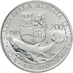 Repubblica Italiana Repubblica Italiana Lire 1946 2001Emissioni in argento confezionate 200 lire 1989 Scoperta dell'America 1 tipo 24 mm 4,9 5,1 g Ag rovescio