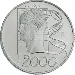 Repubblica Italiana Repubblica Italiana Lire 1946 2001Emissioni in argento confezionate 2.000 lire 1998 Anno Duemila L'Uomo 1 tipo 31.4 mm 15,92 16,08 g Ag rovescio