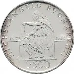 Repubblica Italiana Repubblica Italiana Lire 1946 2001Emissioni in argento confezionate 500 lire 1975 Michelangelo Buonarroti 29 mm 10,945 11,055 g Ag rovescio