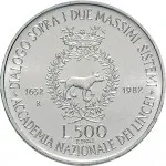 Repubblica Italiana Repubblica Italiana Lire 1946 2001Emissioni in argento confezionate 500 lire 1982 Galileo Galilei Linceo 29 mm 10,945 11,055 g Ag rovescio