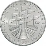 Repubblica Italiana Repubblica Italiana Lire 1946 2001Emissioni in argento confezionate 500 lire 1985 Presidenza italiana Comunit europea 1 tipo 29 mm 10,945 11,055 g Ag rovescio